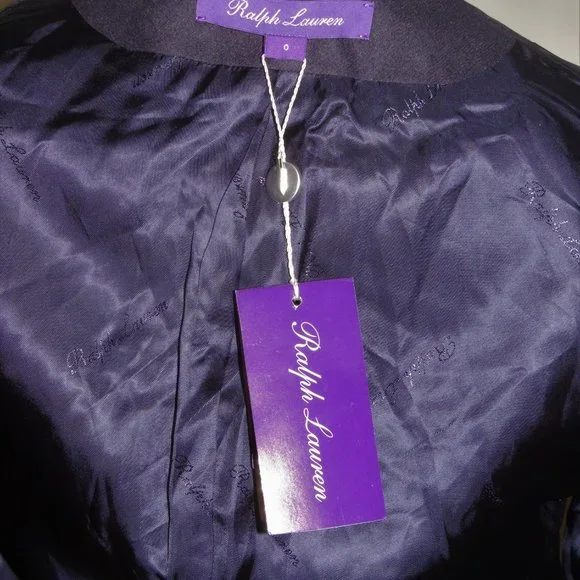 Ralph Lauren Purple Label Women Dark Blue Shawl Collar Tuxedo Jacket 0 NWT